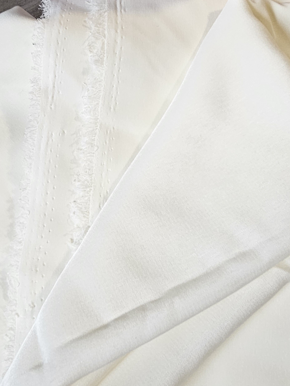 Creamy Chiffon Georgette Off-White Fabric 2 Yards New Without Tags